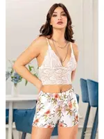 Miss Laris 3045 Çiçekli Dantel Büstiyerli Fantazi Şort Takım