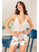 Miss Laris 3045 Çiçekli Dantel Büstiyerli Fantazi Şort Takım