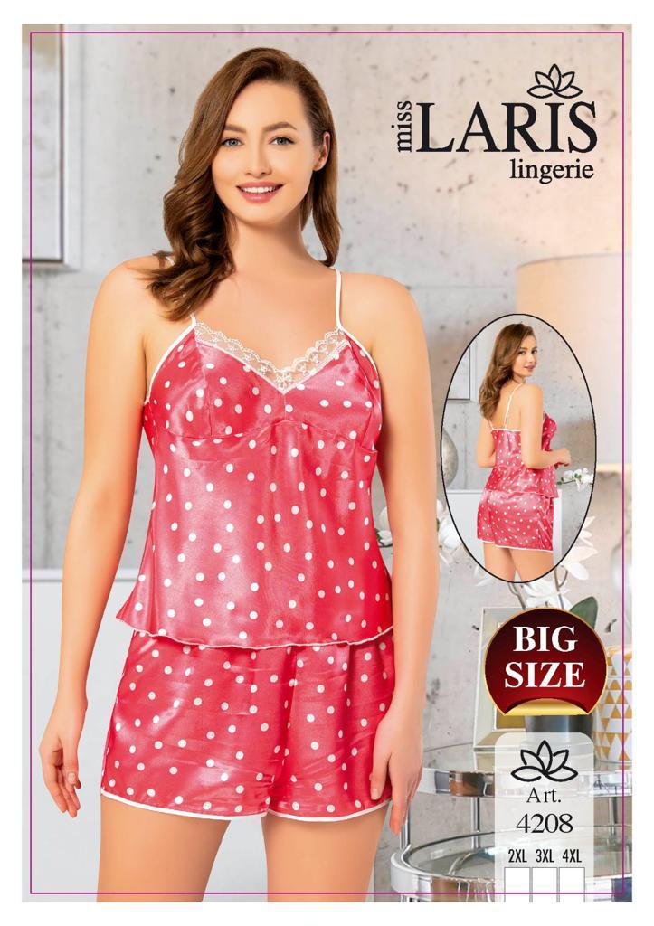 Miss Laris 4208 Bayan Saten Şortlu Takım